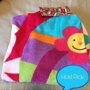 Jumping Beans velour pink flower flip flops beach towel 30”x60” NWT